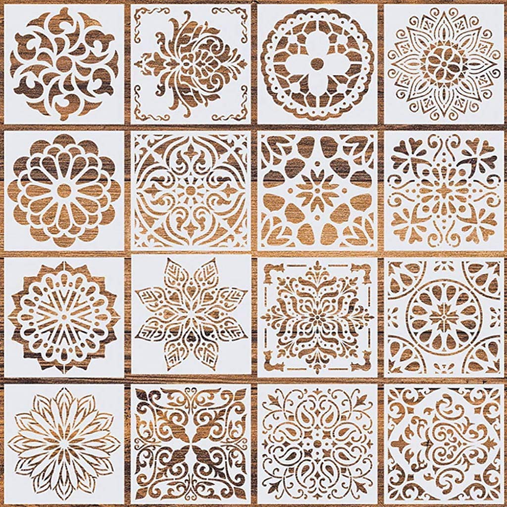 PATPAT 16 Pcs Stencil Border , Reusable Painting Template for Home Decor, Crafting, DIY Albums and Printing,Art Scrapbook, Cake, Wall, Tile, Fabric PATPAT 16 Pcs Stencil Border , Reusable Painting Template for Home Decor, Crafting, DIY Albums and Printing,Art Scrapbook, Cake, Wall, Tile, Fabric